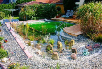 Kleiner Schwimmteich mit Regenerationsbereich